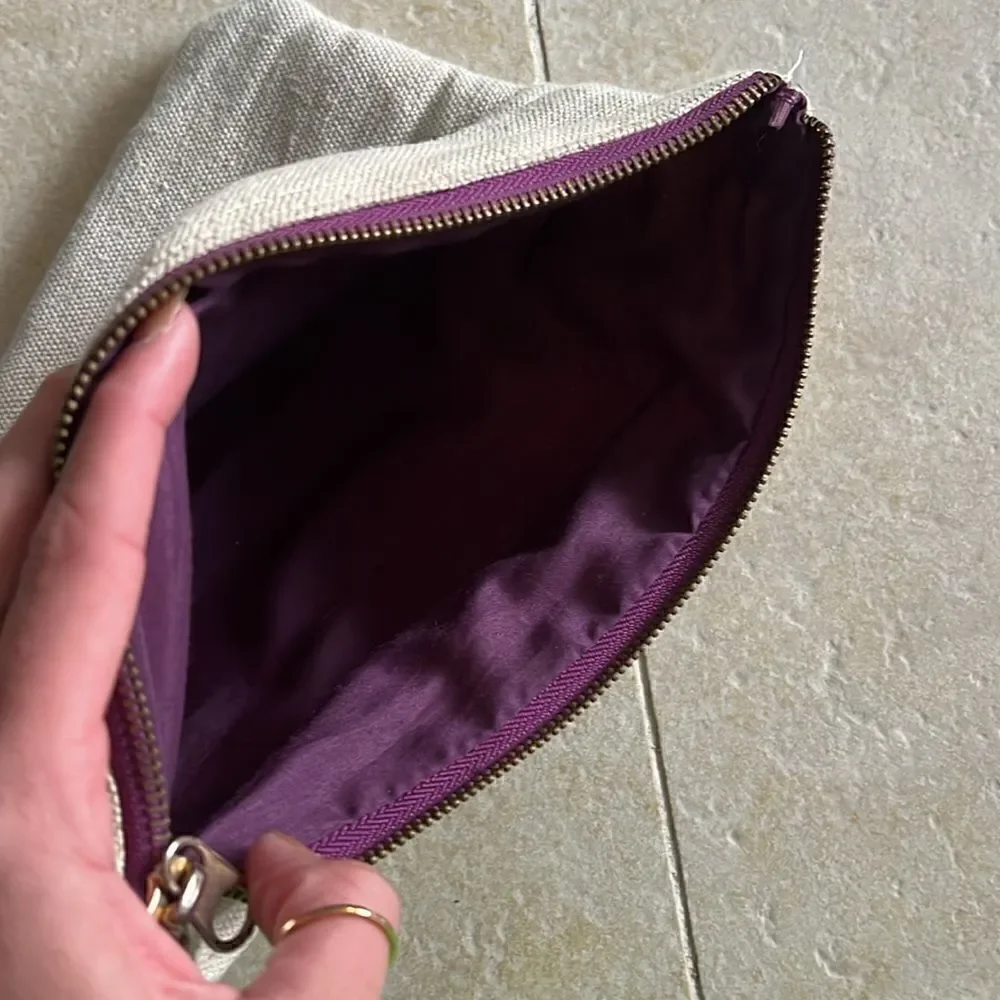 Small Travel Canvas Clutch - Purple Top Zipper - Peak a Boo Color - BRAND NEW